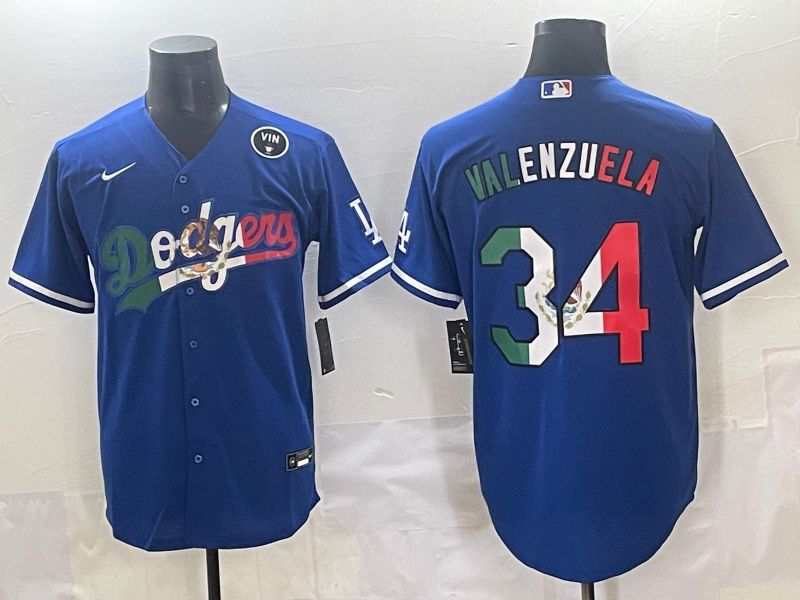 Men 2025 Los Angeles Dodgers #34 Valenzuela Blue Nike MLB Jersey style 7158->los angeles dodgers->MLB Jersey